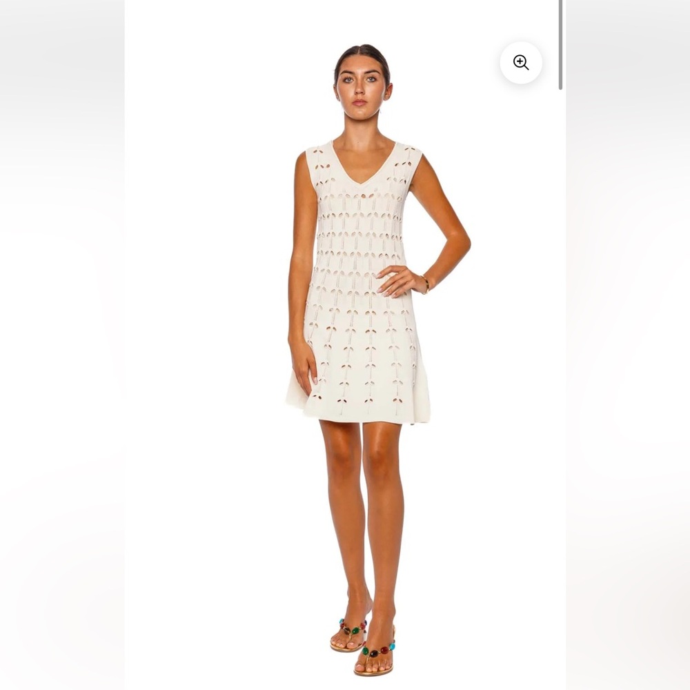 ZIMMERMANN Rhiannon Cutout Pointelle Knit Cotton Blend Mini Dress in Cream